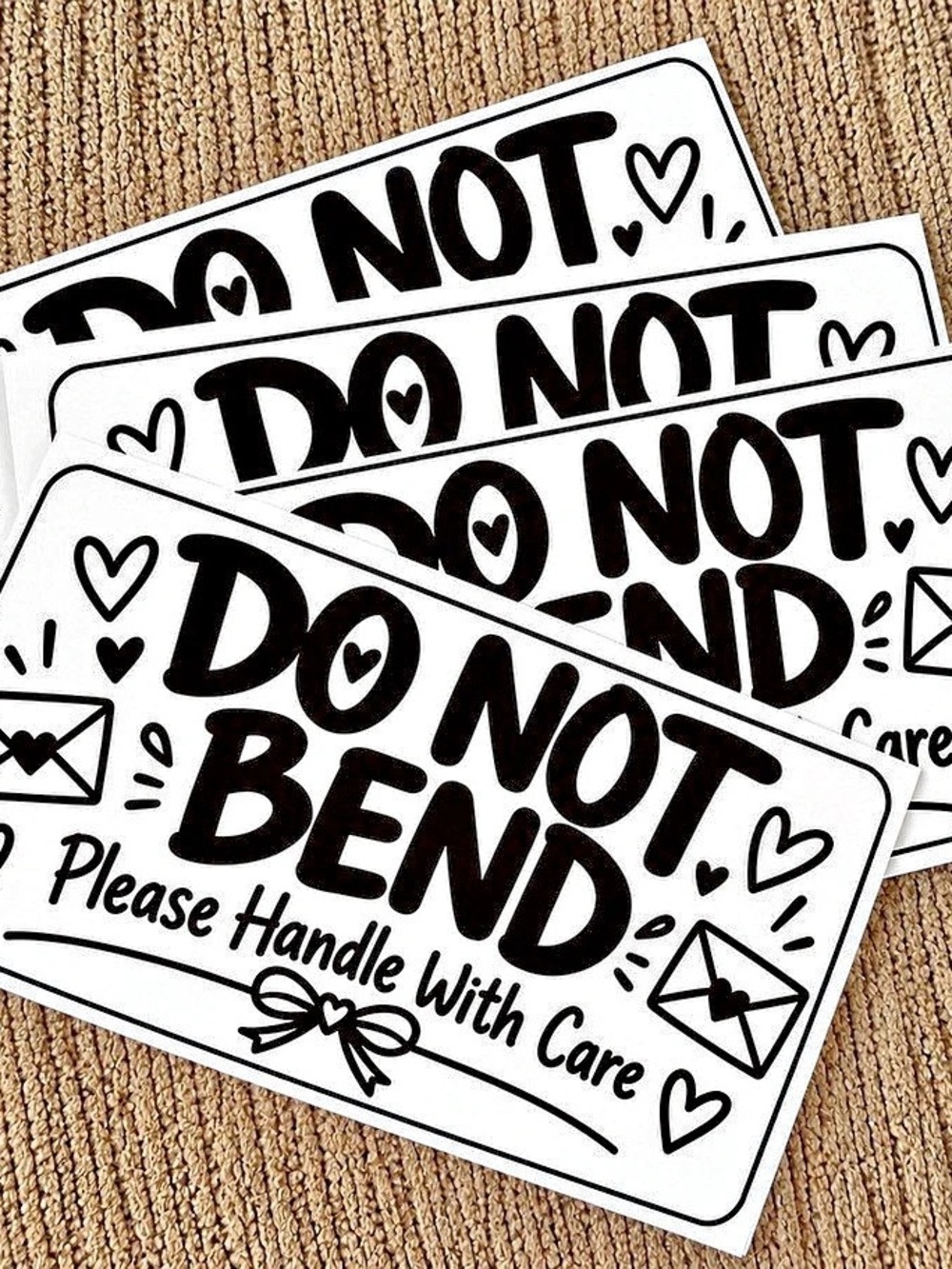 Do Not Bend Handle With Care stickers- White & Black/ 35 count